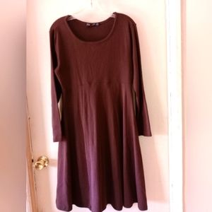 J. Peterman Long Sleeve Fit‎ and Flair Dress Brown sz. Medium